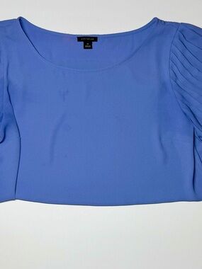 Ann Taylor Blue Long Sleeve Blouse Women’s XS Pleated Balloon Sleeve Top